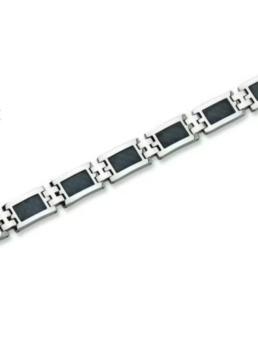 New Mens Onyx Black and Silver Stainless Heavy 9